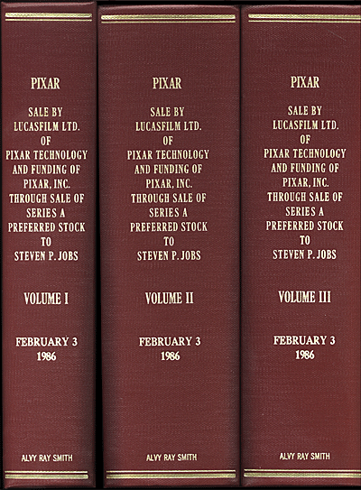 Spines of Alvy's Copy of Pixar Spinoff Documents